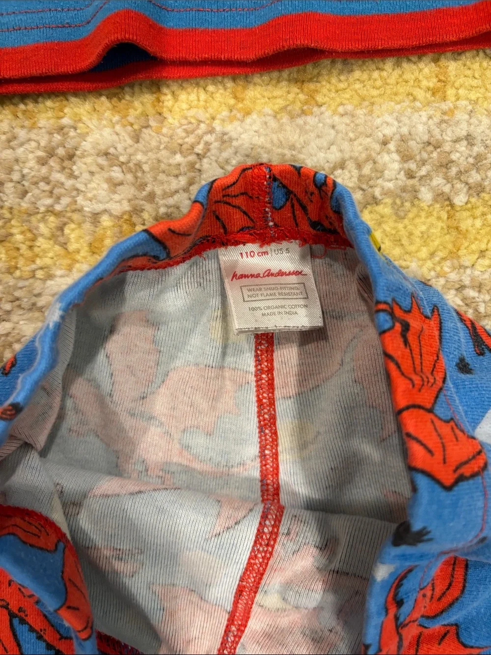 Hanna Andersson Red & Blue Striped Kids Pajama Set with Dragon Print size 5